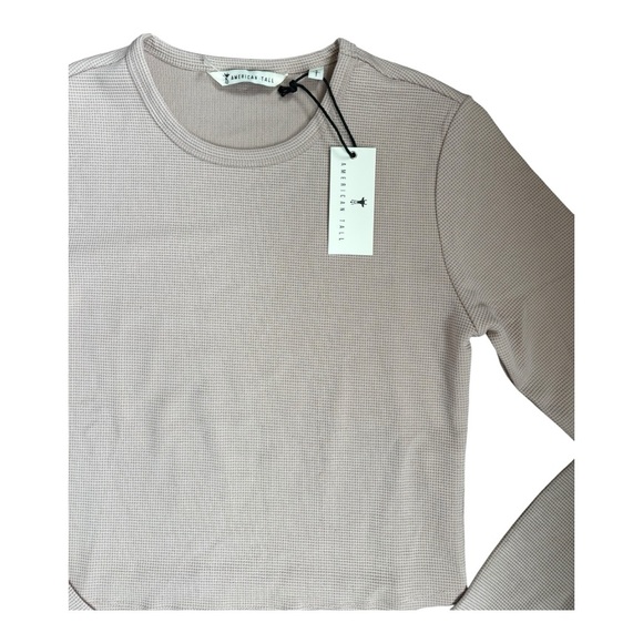 American Tall Cropped Long Sleeve Waffle Shirt for Tall Women DESERT ROSE Size S - Picture 10 of 13